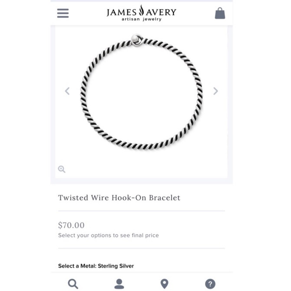 James Avery twisted wire hook on charm bracelet